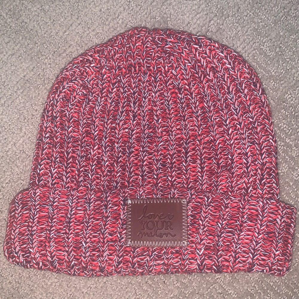 Love you melon cuffed, speckled beanie.